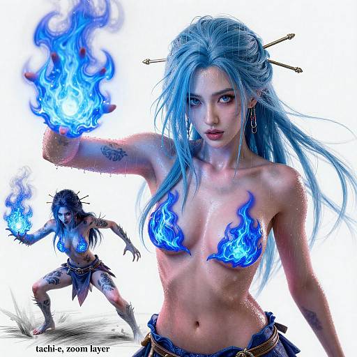 Hypnotic Geisha vs Blue Fire Monsters