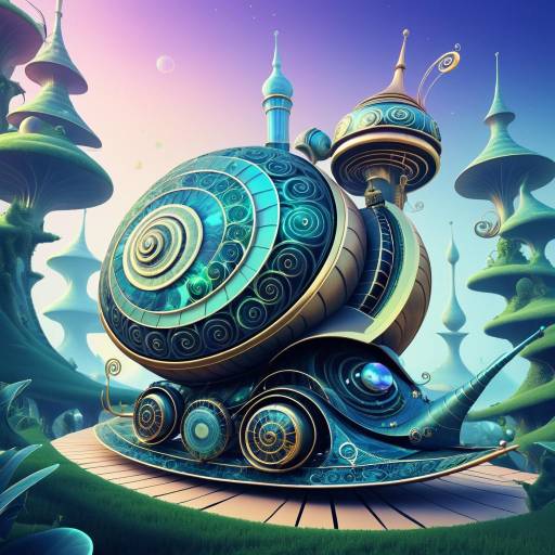 Surreal Time-Traveling Snail Illustration
