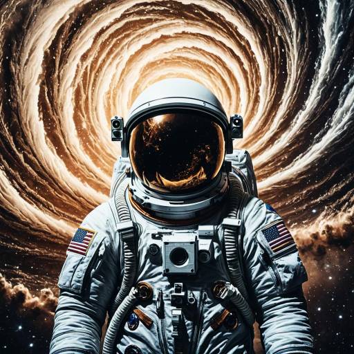 Astronaut with Cosmic Vortex Background