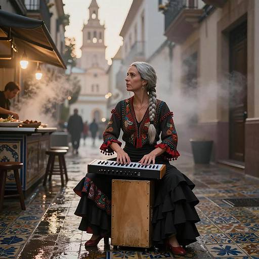 Flamenco-Electronic Composer in Neon Seville