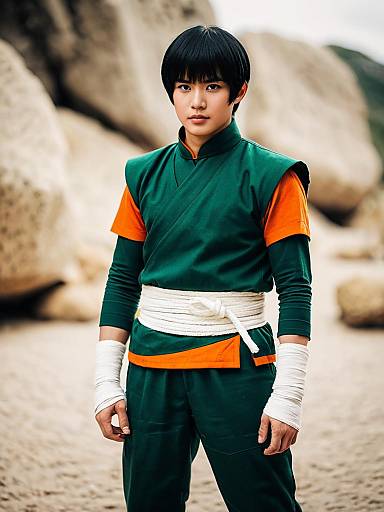 Lifestyle costume photo of Rock lee. Cosplay clothes