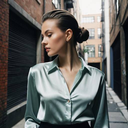 Woman with Slick Back Hairstyle in Urban Alley Woman with Slick Back Hairstyle in Urban Alley