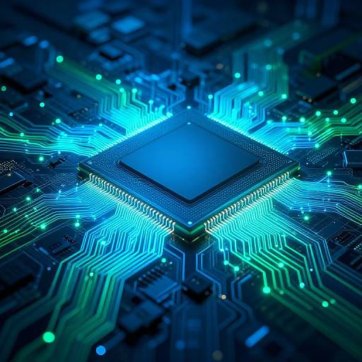 Futuristic Microchip with Glowing Circuits