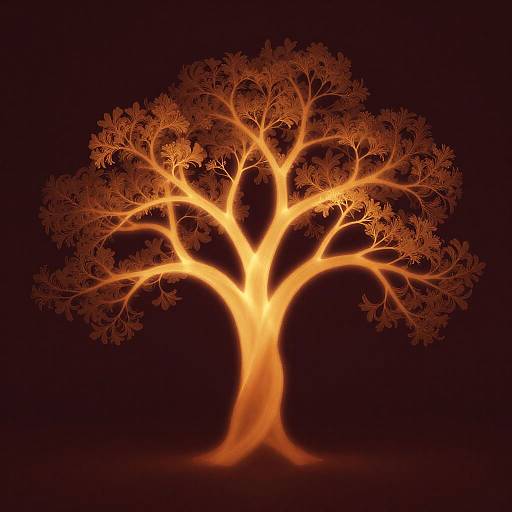 Amber Tree Light Painting Art