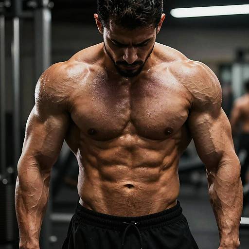 Arab Bodybuilder in Dramatic Gym