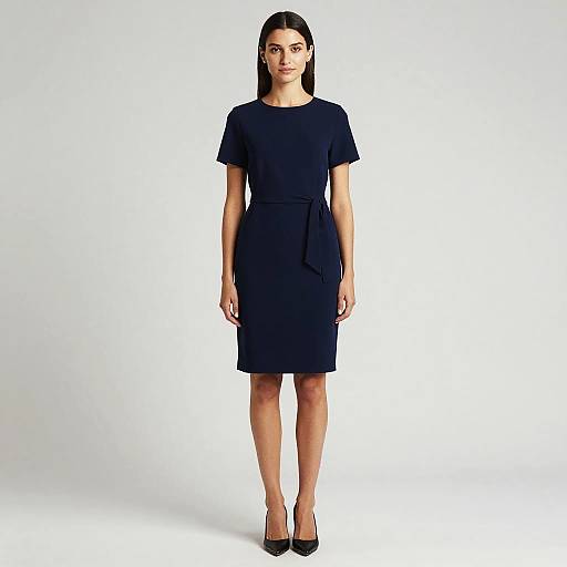 Business Casual Woman in Blue Dress