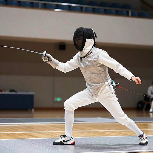 Young Fencer Parrying Attack in Competition