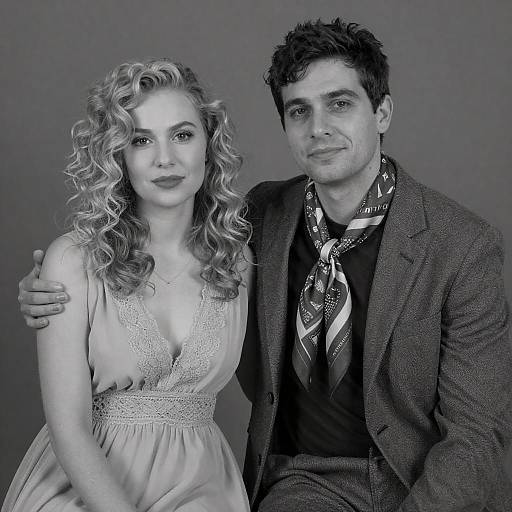 Elegant Couple in Black and White Photo