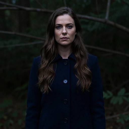 Mysterious Woman in Dim Forest