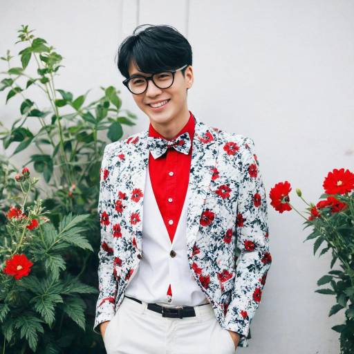 Charming Boy with Floral Accents