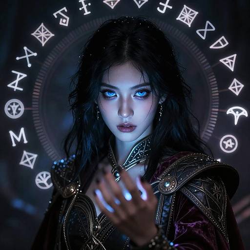 Mysterious Blue-Eyed Gothic Sorceress