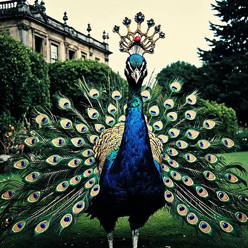 Lowbrow Crowned Peacock in Baroque Garden