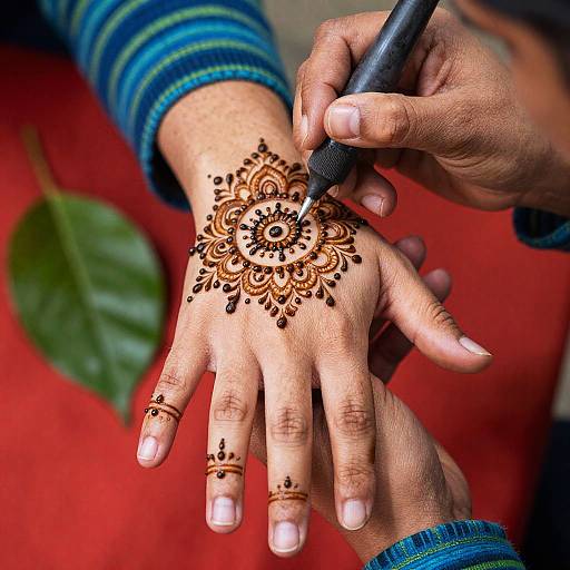 Intricate Henna Sunburst Design Close-Up