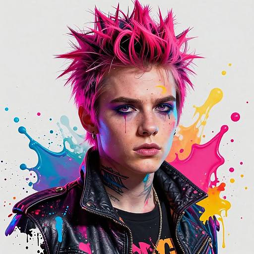 Neon Punk Portrait in Paint