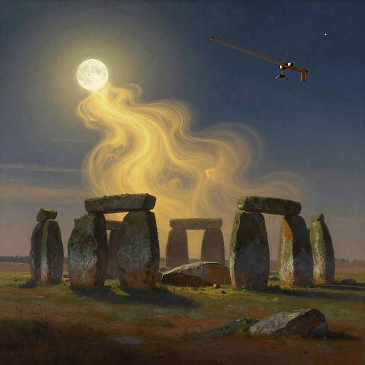 Futuristic Mythic Stonehenge at Night