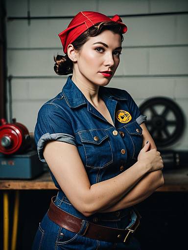 Photorealistic Rosie Riveter Cosplay Portrait