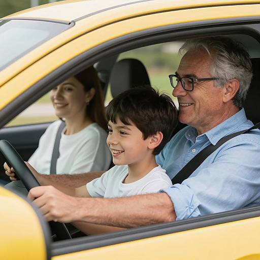 Joyful Ride in a Yellow Car