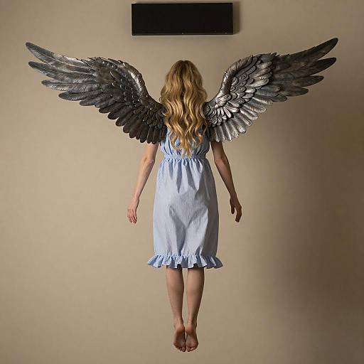 Enigmatic Woman with Angel Wings