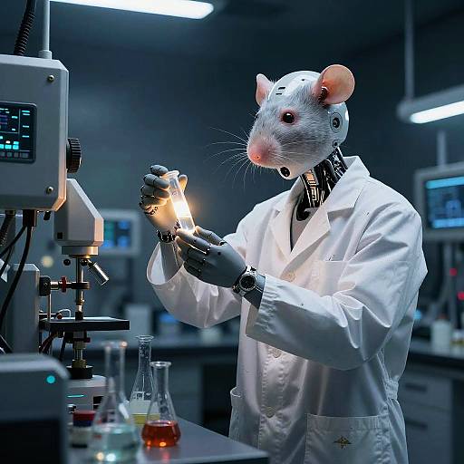 Humanoid Rat Scientist in Sci-Fi Lab