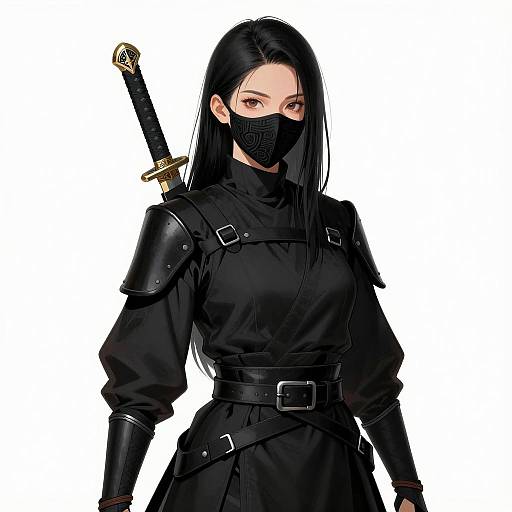 Dynamic Ninja Woman Digital Illustration