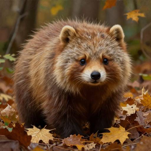 Furry Woodland Creature in Autumn Forest