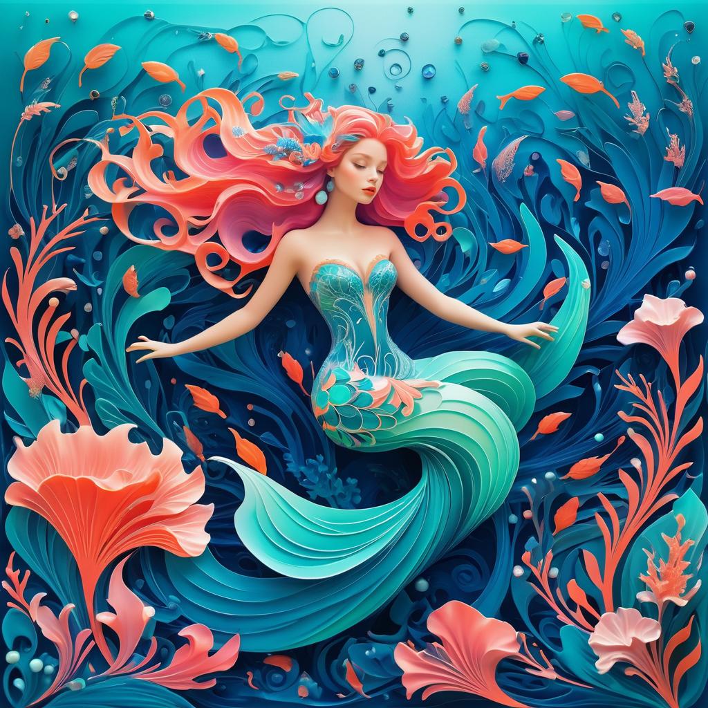 Surreal Mermaid with Vibrant Organic Aesthetics