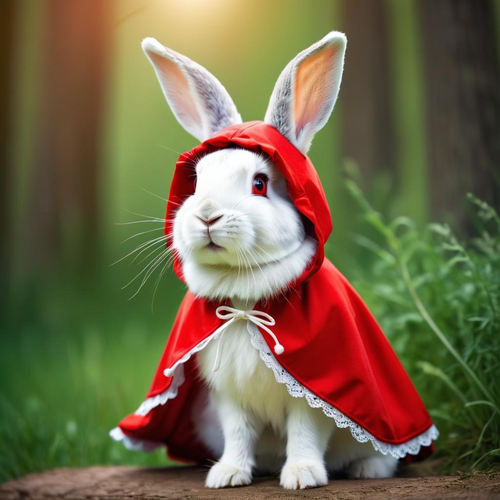 Whimsical Rabbit in Red Riding Hood