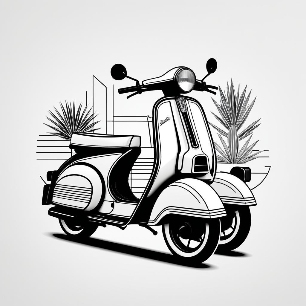 Minimalistic Moped Logo with Cacti