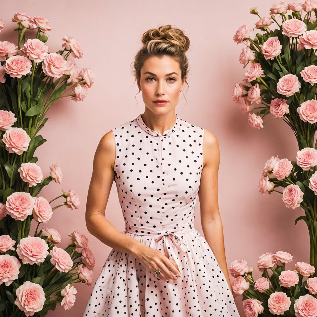 Surprised Florist in Polka Dot Dress