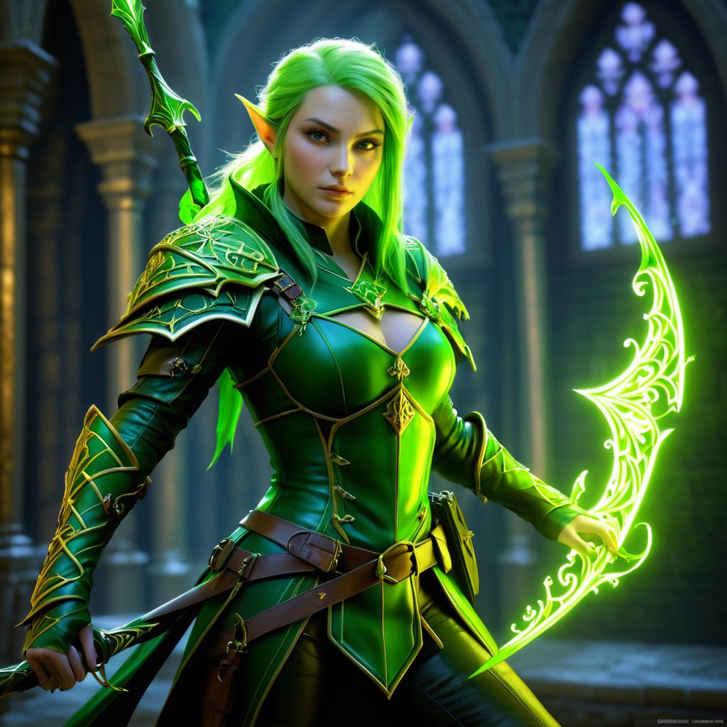 Epic Female Elf Rogue Digital Artwork