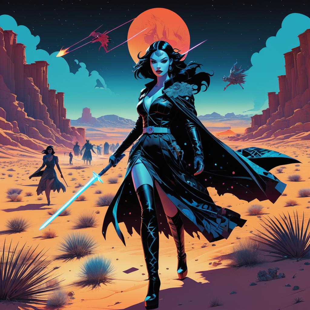 Vengeful Spirit in Desert: Comic Noir