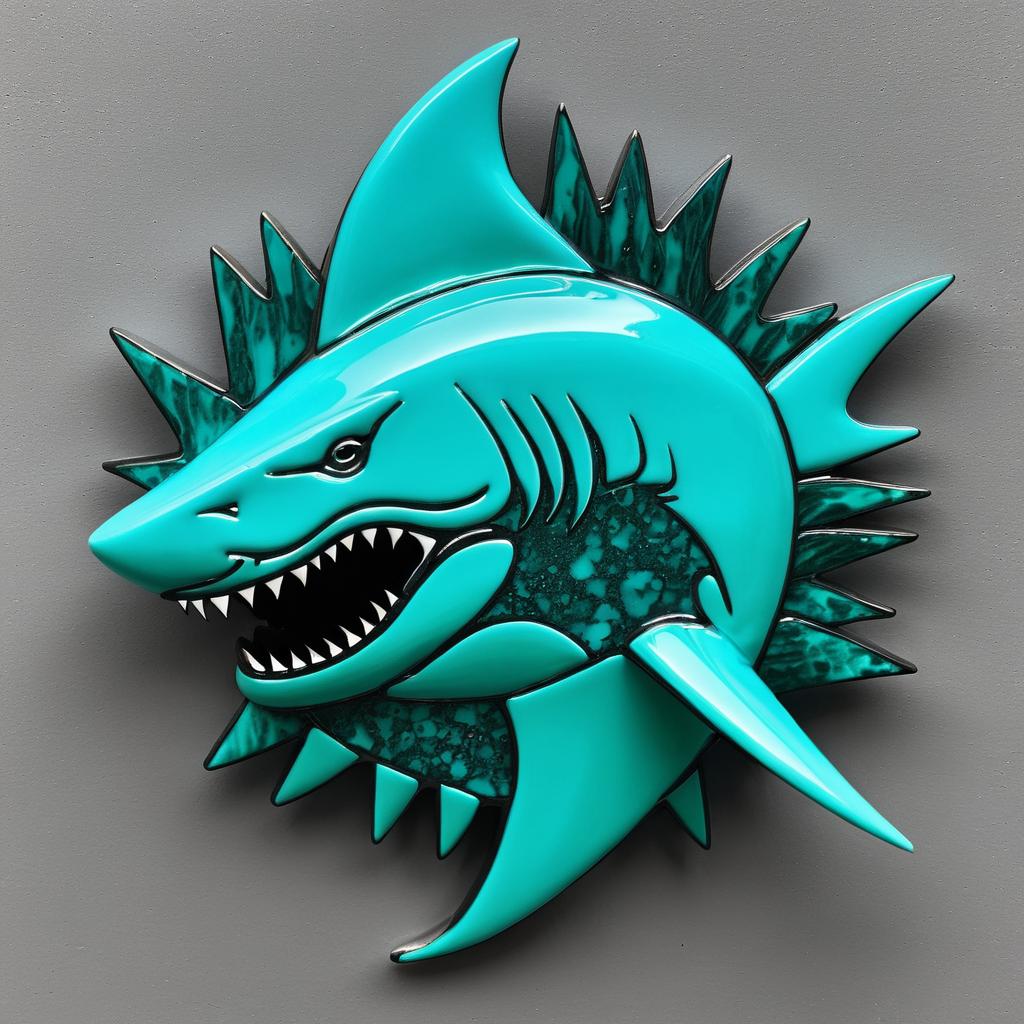 Fierce Turquoise Shark Illustration