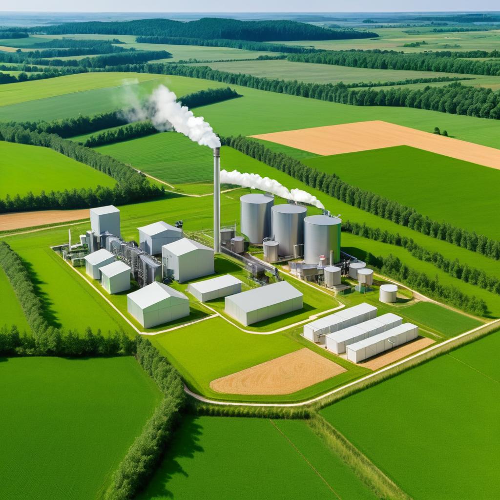 Biomass Energy Plant in Scenic Landscape