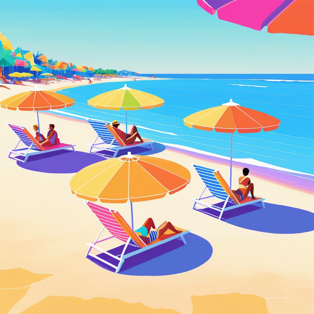 Vibrant Beach Scene Inspired by Hockney