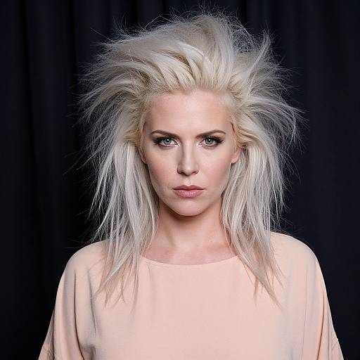 Portrait of Woman with Voluminous Blonde Hair