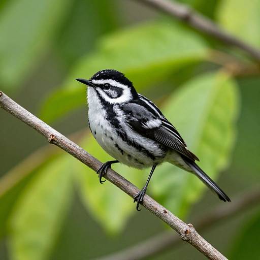 Black-and-White Warbler on Branch