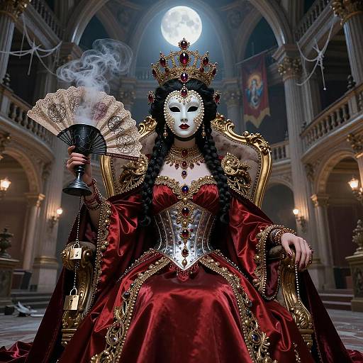 Vampiric Empress in Ornate Costume and Mask