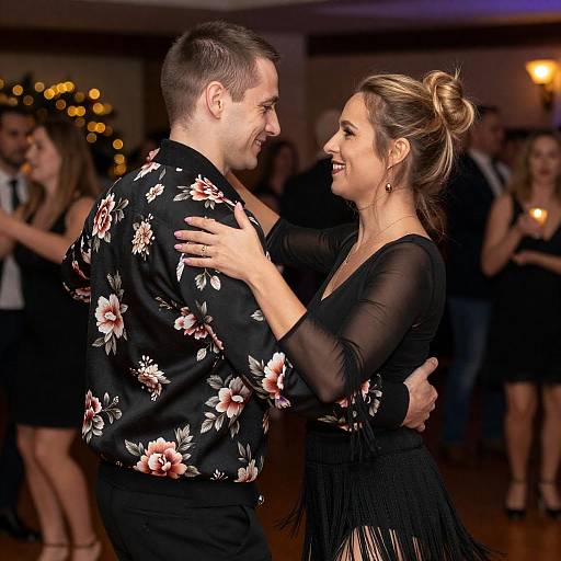 Romantic Dance Amid Dim Holiday Lights