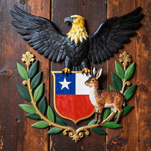 Hand-Painted Chilean Coat of Arms