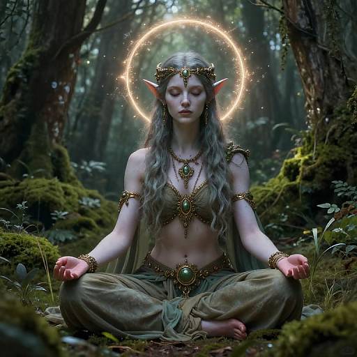 Serene Aasimar Druid Meditation