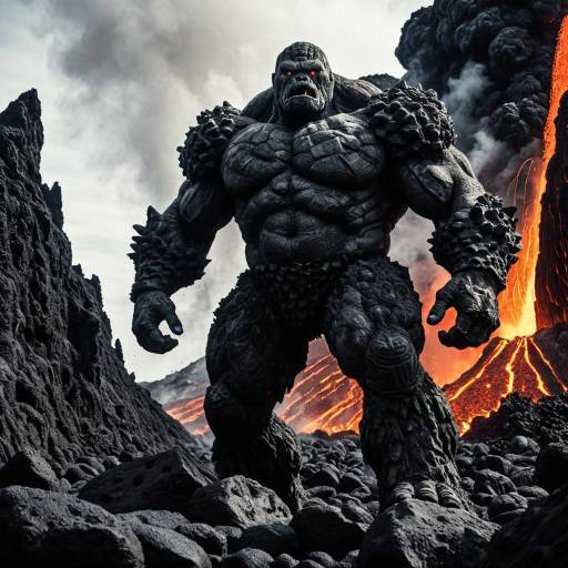 Giant Rock Golem by Volcanic Lava Flow