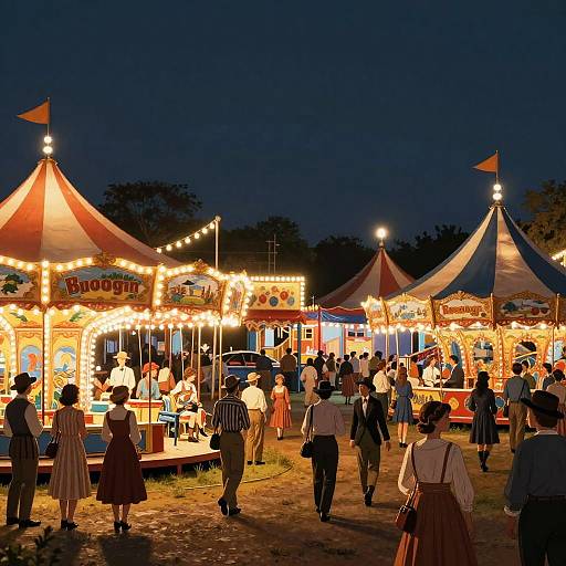 Vintage Carnival Night Scene