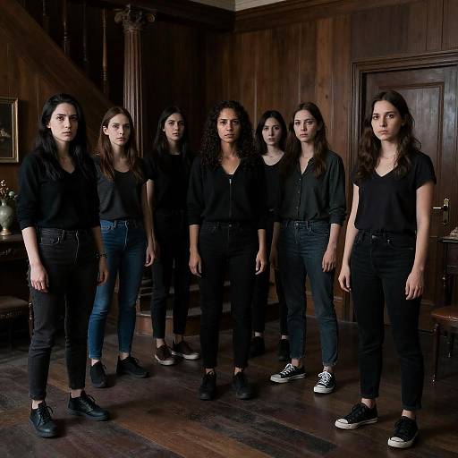 Mysterious Gathering of Women in Shadows