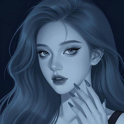 Elegant Woman in Monochromatic Blue