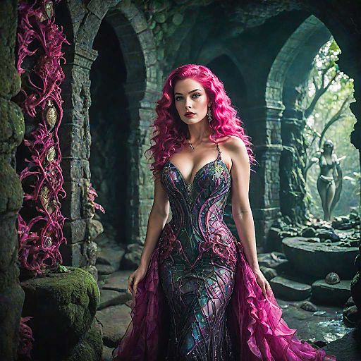 Elegant Sirens in a Misty Grotto