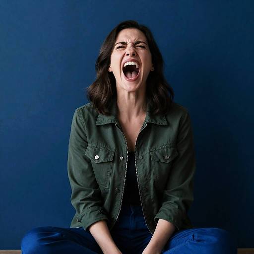 Woman Screaming with Eyes Closed