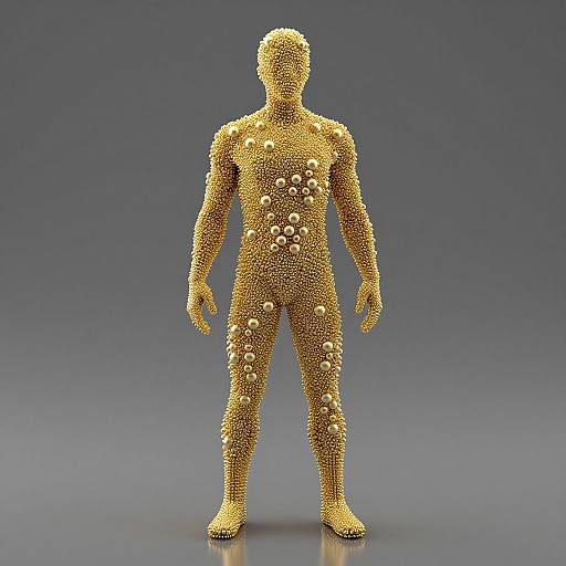 Golden Balloon Man Surreal Sculpture