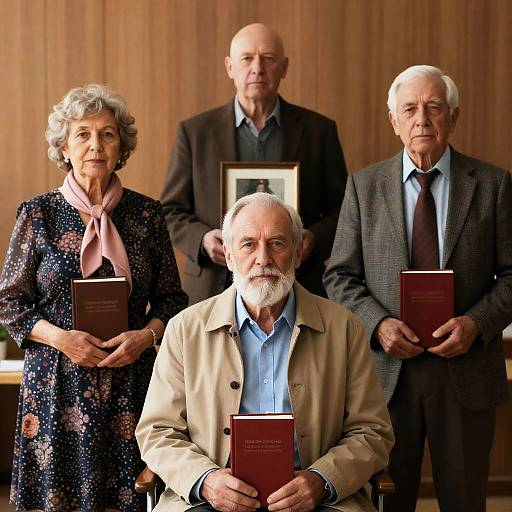 Elderly Friends with Books Indoor Portrait
