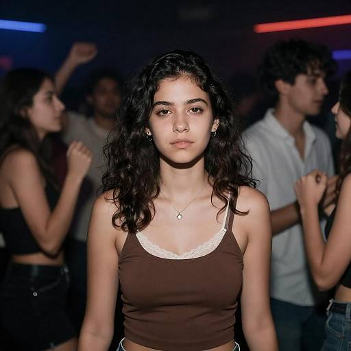 Dimly Lit Nightclub: Serious Woman Portrait