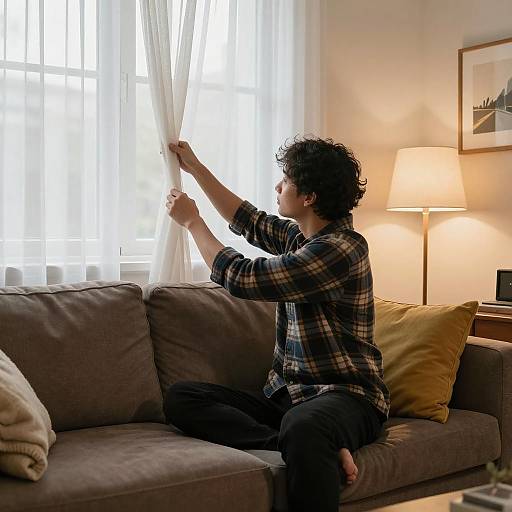 Cozy Living Room Scene with Casual Man